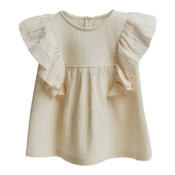 ZARA Kids | Ecru | RUFFLED TEXTURED OVERSIZED BLOUSE - Picture 5 of 7